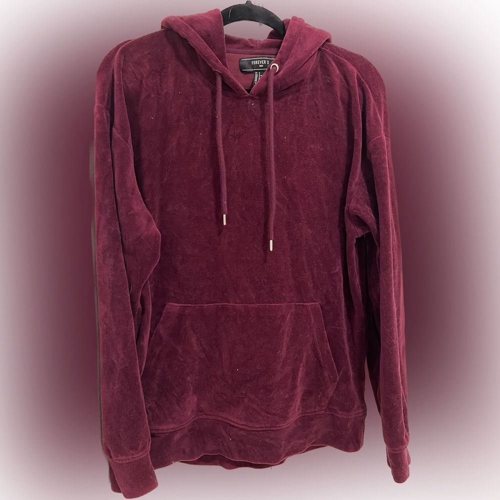 Red Maroon velvour velvet forever 21 pullover hoodie
 sweater size small